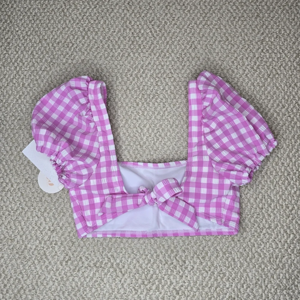 GB girls Pink and White Bikini Swimwear Top